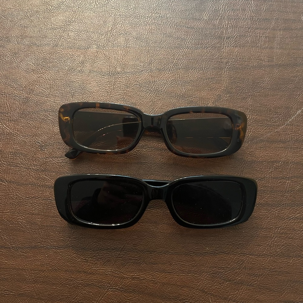 Retro Rectangular Sunglasses- Black & Tortoiseshell